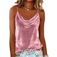 thumbnail image 2 of Women's Velvet Camisole Tops Cowl Neck Sleeveless Blouses Summer Tank Shirt, 2 of 5