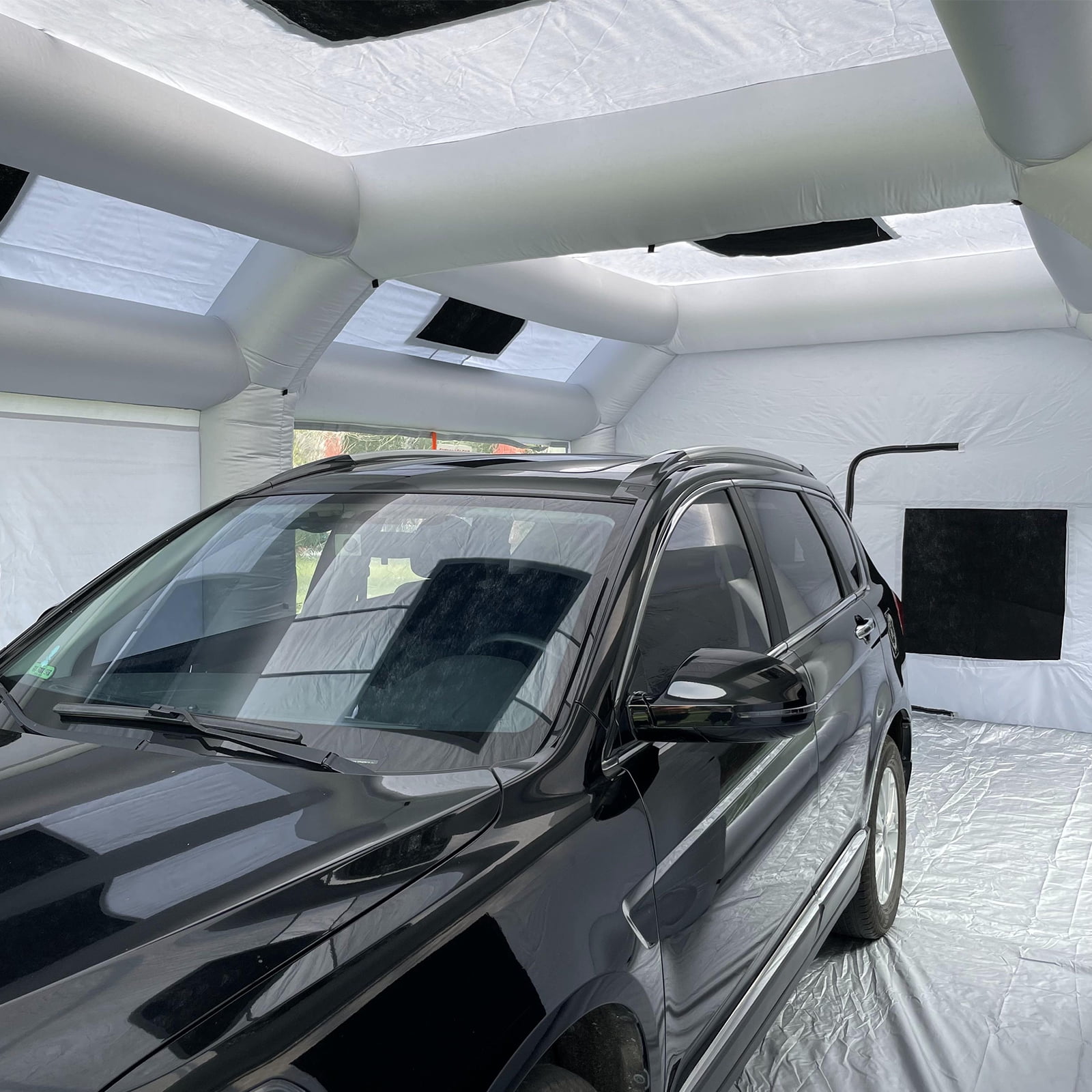 FLAPKWAN Inflatable Paint Booth 28X15X10Ft with 950W+750 Blowers Upgraded Portable Spray Paint Booth with Muliple Filters for Cars, Car Parts, Furnitures and Other Painting and Polishing