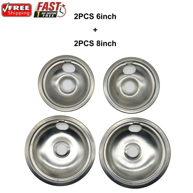 316048413 and 316048414 Range Burner Chrome Drip Pan Bowls Set 4 Pack