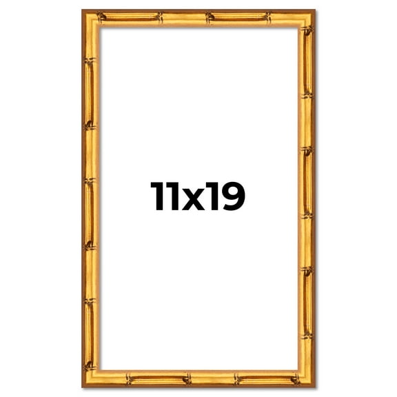 11x19 Frame Gold Bamboo Solid Wood Picture Frame | 1 Inch Moulding Width | Interior Frame Depth