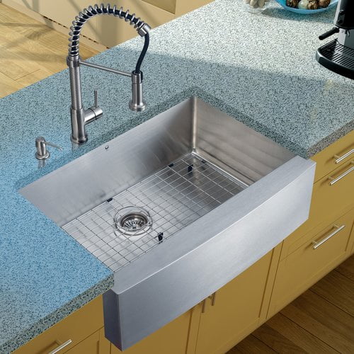 Vigo Farmhouse Stainless Steel Kitchen Sink Faucet Grid Strainer And Dispenser Com Vigo Farmhouse Stainless Steel Kitchen, How To Clean Vigo Farmhouse Sink