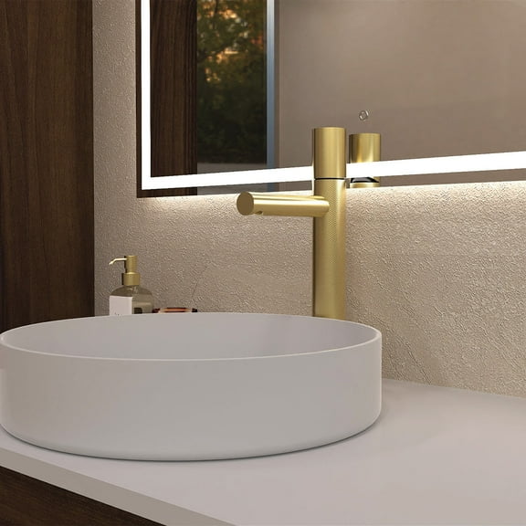 DAX Capri Single Handle Vessel Brass Bathroom Faucet, Brushed Gold