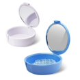 thumbnail image 1 of 2 Pack Retainer Case with Mirror Retainer Container Partial Denture Storage Box (Light blue+White), 1 of 5