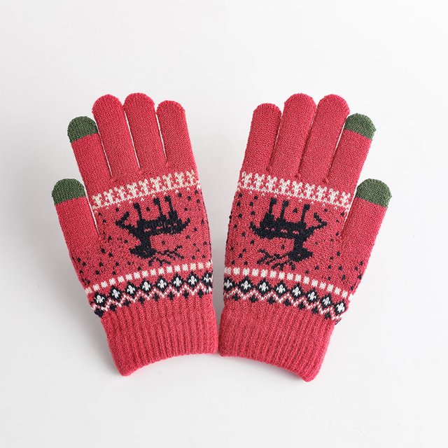 Guantes de invierno con pantalla táctil, estampado de flores de nieve, mantienen el calor para mujer