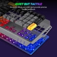 thumbnail image 4 of Teclado para Juegos con 104 Teclas RGB Iluminadas, Panel Totalmente Metálico E Impermeable IPX3 con Reposamuñecas Desmontable - Teclado con Cable USB para Computadora con Windows PC Gamer, Negro y Gr, 4 of 7