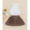 thumbnail image 2 of StylesILove Toddler Little Girls Solid Ribbed Tank Top & Plaid Mini Pleated Skirt 2pcs Set Summer Casual Princess Dress Outfit (Brown, 5-6 Years), 2 of 7