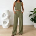 thumbnail image 2 of Khunlpohl Women's 2 Piece Sets Crew Neck Cropped Sleeveless Tank Tops and Straight Leg Loose Pants Summer Trendy Casual Vacation Set, 2 of 7