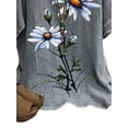 thumbnail image 4 of Gvmfive Women Floral Print Round Neck Short Sleeve Tops Pullover Blouse, 4 of 4