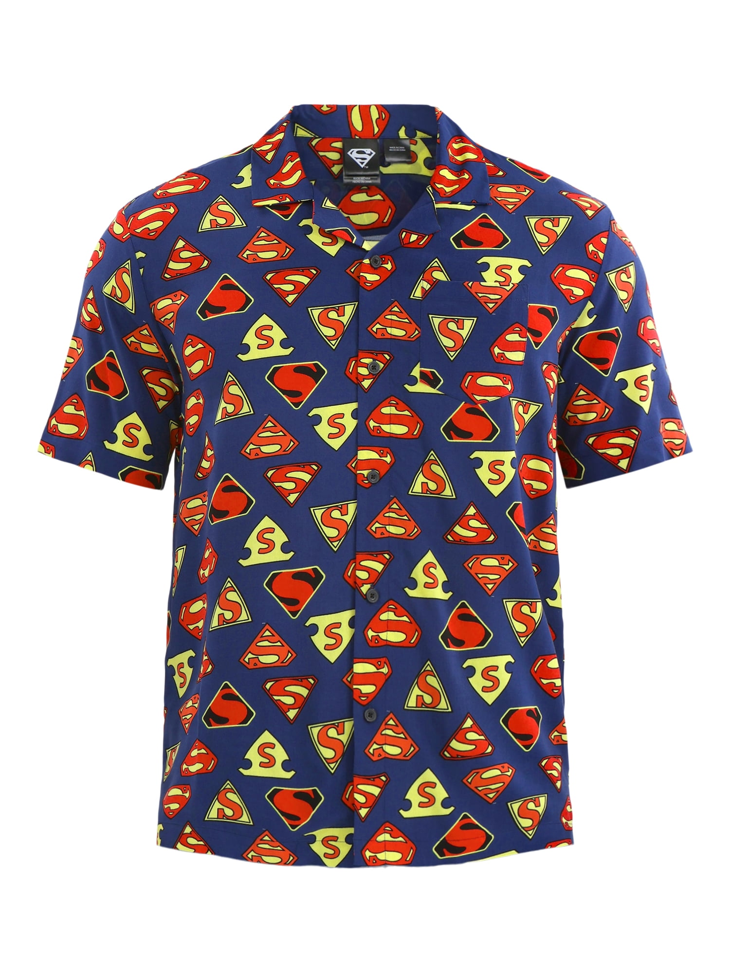 Superman Men's & Big Men's Graphic Timeline Logos Button-Up Shirt, Sizes S-3XL