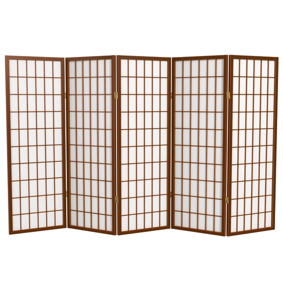 4 ft. Tall Window Pane Shoji Screen - Walnut - 5 Panels