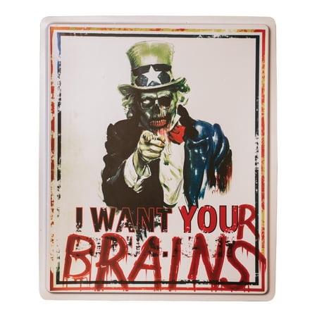 I Want Your Brains Sign Zombie Apocalypse Halloween Decoration