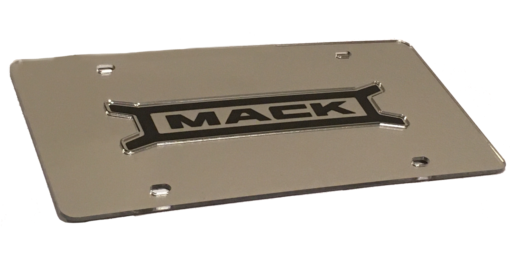 Mack Trucks Black & Silver Acrylic Laser Cut Mirrored License Plate