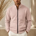 thumbnail image 6 of XRoczxe Men's Full Zip Up Track Jacket, Stand Collar Solid Color Sweatshirt, Casual Long Sleeve Lightweight Coat with Pockets for Spring Fall Daily Wear, 6 of 7