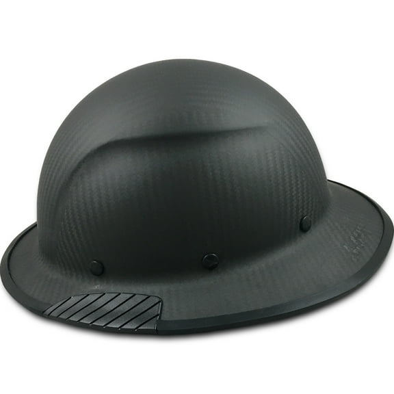 Actual Carbon Fiber Hard Hat - Full Brim Matte Black with Protective Edge and Tote