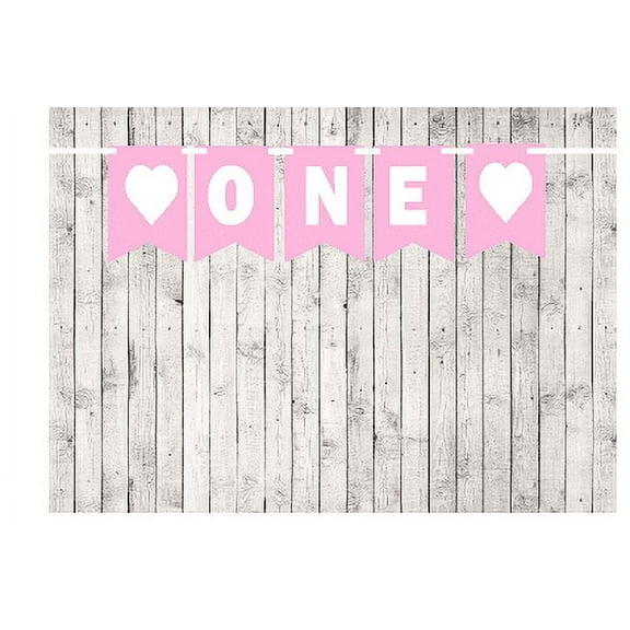 Baby First (1st) Birthday Baby Pink and White Party Theme Picture Backdrop/HIgh Chair/Wall Decoration Banner