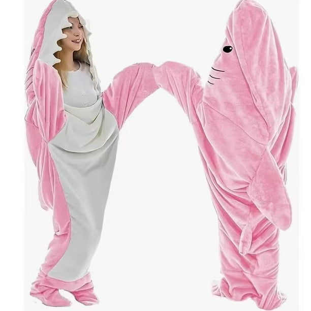 Saco de dormir de tiburón de dibujos animados pijama de una pieza ropa de hogar de tiburón de franela saco de dormir de tiburón de una pieza otoño e invierno