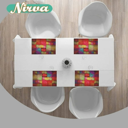 

Love Hearts Placemats Set of 4 Valentines Day 12 x 18 in Washable Heat-Resistant Table Place Mats Rectangle for Kitchen Dining Table Home Decoration Red