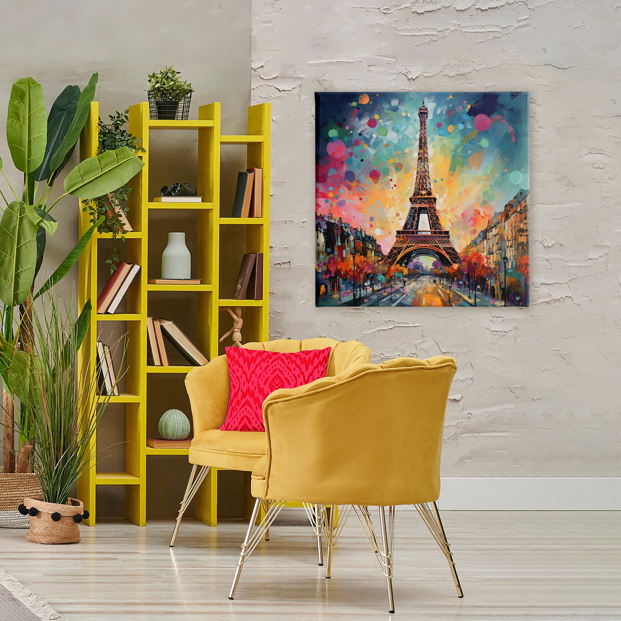 Stupell Industries Eiffel Tower with Vibrant Dots Canvas Wall Art, design by Creative Studio