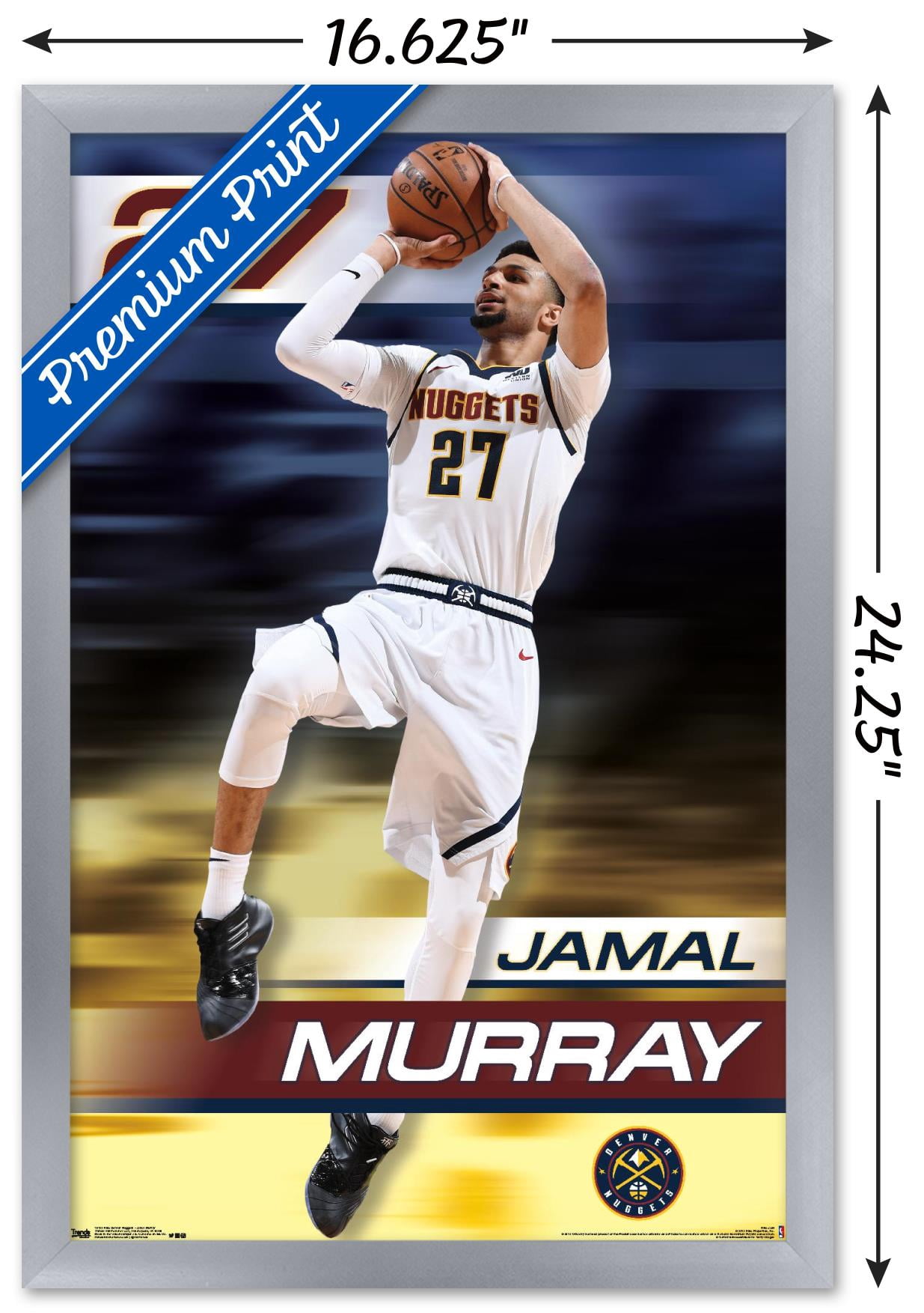 NBA Denver Nuggets - Jamal Murray 19 Wall Poster, 14.725" x 22.375" Framed