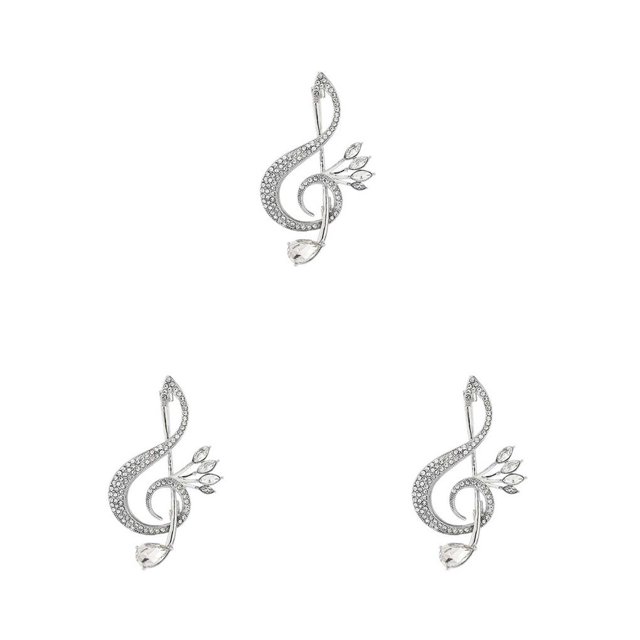Sonducket Women Music Note Brooch Pin Rhinestone Jewelry Decorations Alloy Suit Decor Breastpin Overcoat for Dating Party Jewelries Type1