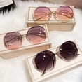 thumbnail image 3 of Women Frameless Polygon Sunglasses Resin Lens Metal Frame Cut Edge Ocean Gradient Tea Shade Stylish Eyewear Stylish, 3 of 4