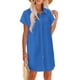 thumbnail image 1 of Vestido Zeaoo, fluido, de lino de verano, túnica, cuello en V, casual, azul para mujer, 1 of 7