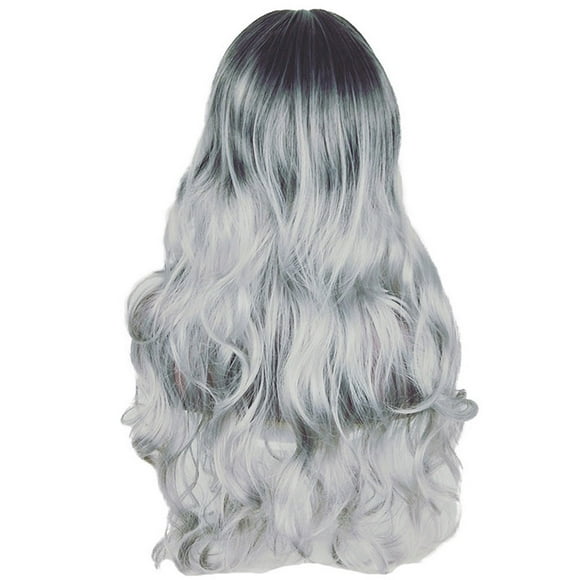 1 Pce Perruque pour Femmes de Longueur Moyenne, Mode, Longue Frange Émoussée, Couvre-Cheveux, Accessoires de Cheveux Stylés pour Fête, Filles (Noir Gris)