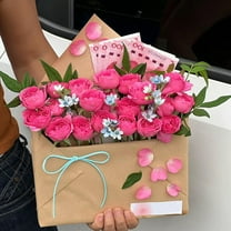 DIY Flower Bouquet Box Kit 5-Pack Envelope Gift Box for Surprise Birthday Christmas Present Florist Style at Home(Khaki)