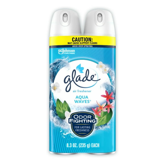Glade Air Freshener Odor Fighting Room Spray, Aqua Waves, 8.3 oz, 2 Count