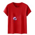 thumbnail image 4 of Fiudx Ofertas de La Semana Blusa de Manga Corta con Estampado de Moda para Mujer, Divertida Camiseta con Cuello Redondo, 4 of 5