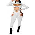 thumbnail image 1 of CNKOO Combinaison Longue Ajourée pour Femmes Bodycon à Boucle Manches Longues Tenue de Club, 1 of 9