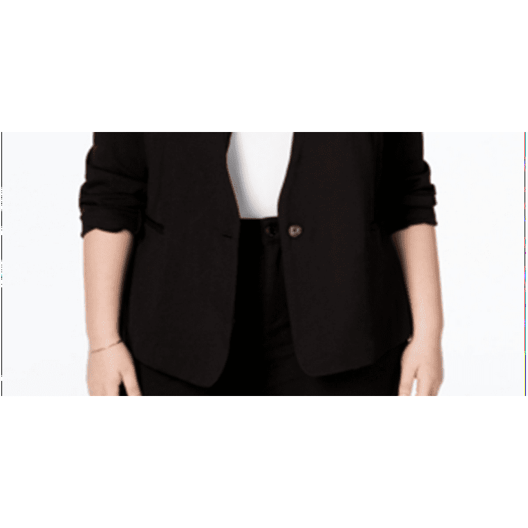 RACHEL ROY Womens Black Collarless Ponte Blazer Jacket Plus Size 1X
