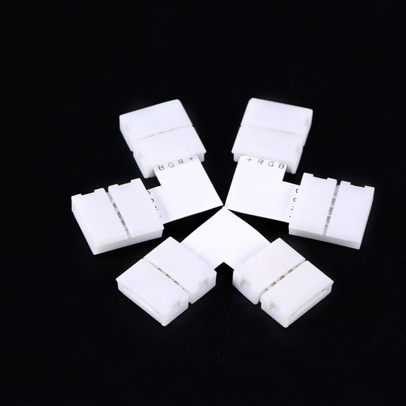 SKISUNO Led Strip Lights Connector 6Pcs L Shape Solderless Snap Down Conductor for Smd5050 and Diy Projects