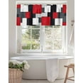 thumbnail image 4 of Curtain Valance for Windows,Abstract Red Black White Gray Color Block Kitchen Valances Rod Pocket Short Curtains,Geometric Art Window Treatment Panel for Bedroom Bathroom 42x12in, 4 of 9