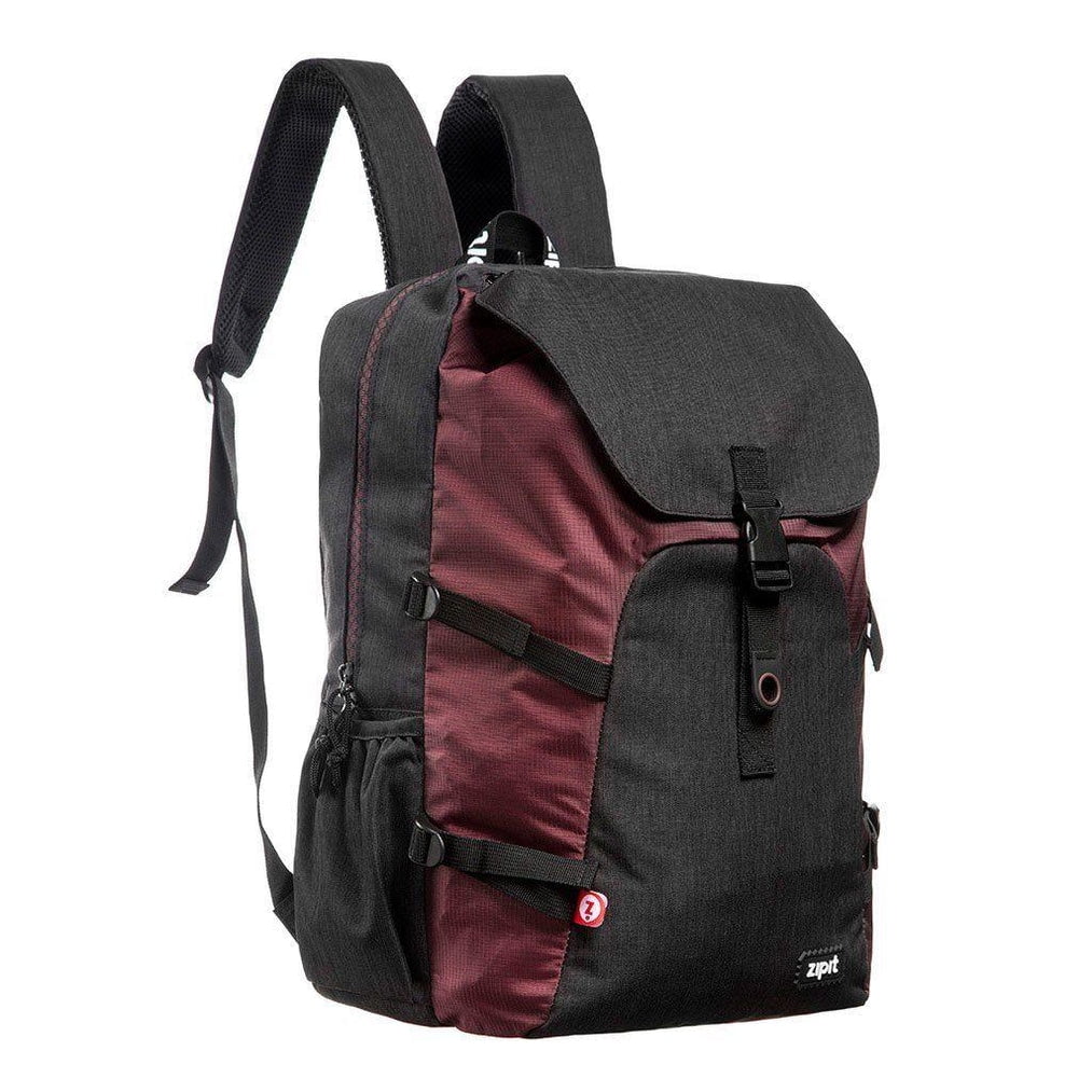 ZIPIT Metro Backpack, High School and College Bag, Padded Laptop Compartment, Sturdy and Lightweight (Black & Dark Red)