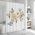 thumbnail image 6 of Floral Butterfly Bathroom Shower Curtains with 12 Hooks Polyester Waterproof Shower Curtain for Stalls and Bathtubs Watercolor Colorful Botanical Plants Decorative Bathroom Curtain 36x72 Inches, 6 of 9