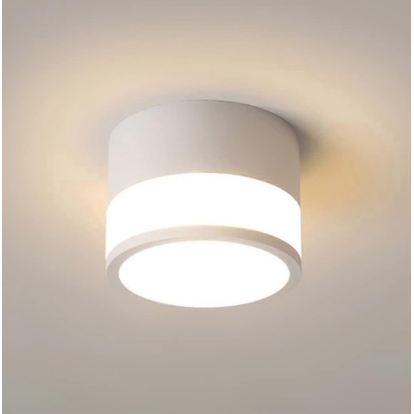 LED Modern Porch Room Ceiling Light Acrylic Shade 8W Three-color Light Entrance Corridors Chandelier D10*H7.5CM,White