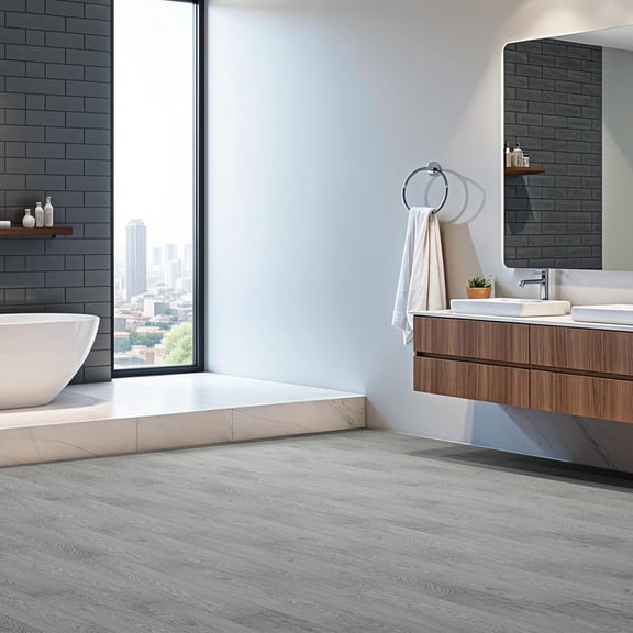 Peel and Stick Floor Tile, 36Packs 54 Sq. Ft Vinyl Flooring Plank 36"x 6" Peel and Stick Vinyl Flooring Tile Waterproof Wood Grain for Bedroom, Living Room, Kitchen, RV(White Gray)