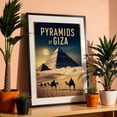thumbnail image 3 of Vintage Pyramids of Giza Illustration | Timeless Egypt Art - Giza Governorate Egypt Illustration Pyramids Desert Travel Poster Vintage Landscape Black Framed Wall Art Print 5 x 7 inches, 3 of 8