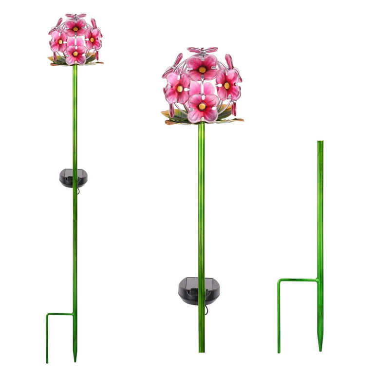 Solar LED Pink Glass Hydrangea Stake Light - Walmart.com
