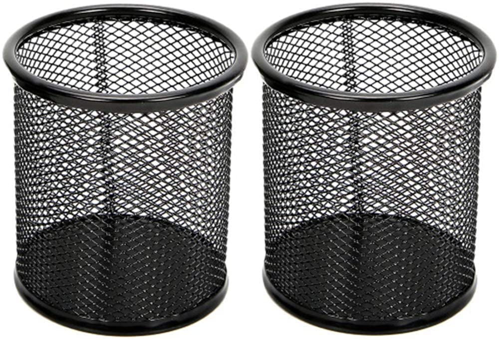 Pen Pot Black Metal Thread Pencil Cup Pot Pen Holder Desk Tidy Pencil