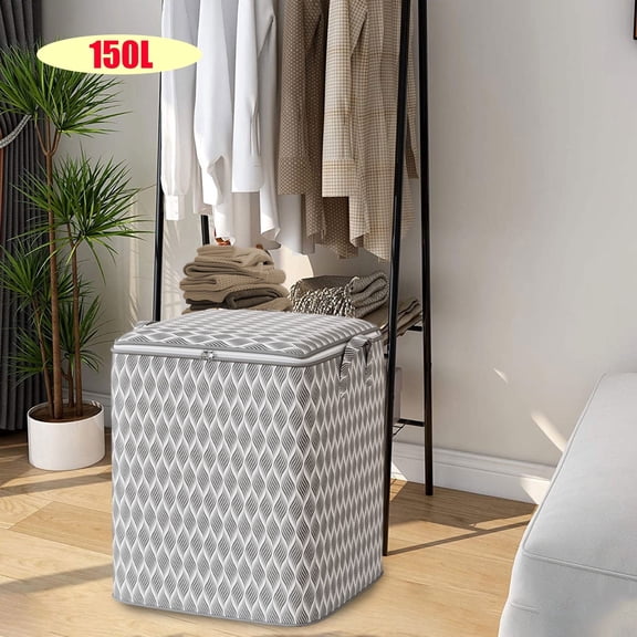 sruoe Storage Bins with Lids, Stackable Storage Bins for Clothes, Cube Storage Bin, Large Storage Bags With Zipper & Handles, Collapsible Storage Bins 50 Gallon for Clothing Blanket Beddin