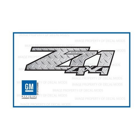 Decal Mods Z71 4x4 Decals Stickers fits Chevy Silverado Diamond Plate Pattern - DPS (2007-2013) bed side 1500 2500 HD (set of 2)