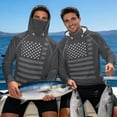 thumbnail image 7 of SEANATIVE Men's Summer Fishing Hoodie Top Long Sleeve UV Protection Hooded Fishing Shirt with Mesh Face Mask, Hiking Running T-Shirt Cooling Outdoor Wear, M, American Flag Gray, 7 of 7