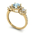thumbnail image 2 of 1.46 ct Round Cut Natural Aquamarine 3 Stone 14K Yellow Gold Womens Engagement Ring, 2 of 5