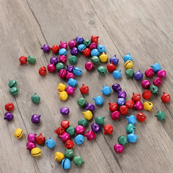 Masteelf 100pcs Jingle Bells for Decoration Assorted Color Metal 12mm Fits for Festival Ornaments and Crafts