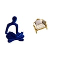 thumbnail image 1 of Escultura abstracta de pensador humano y modelo de sofá de madera en miniatura, colección de arte versátil para oficina, bar, boda, decoración de casa, 1 of 8