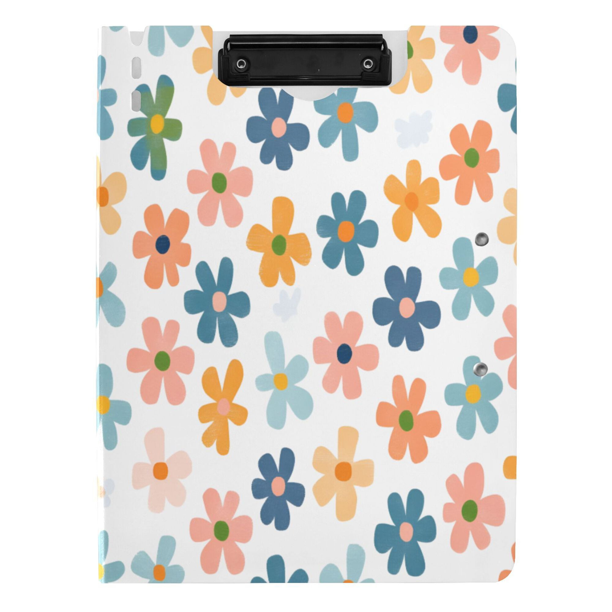 FORMRS A4 Clipboard Folder with Pen Holder Horizontal Foldable School Office Binder, Colorful Flowers