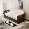 thumbnail image 3 of 3-in-1 Convertible Sleeper Sofa Bed,Modern Velvet Loveseat Couch with Pull Out Bed,Small Loveseat Futon Sofa Bed with Convertible Office Desk,Beige, 3 of 9