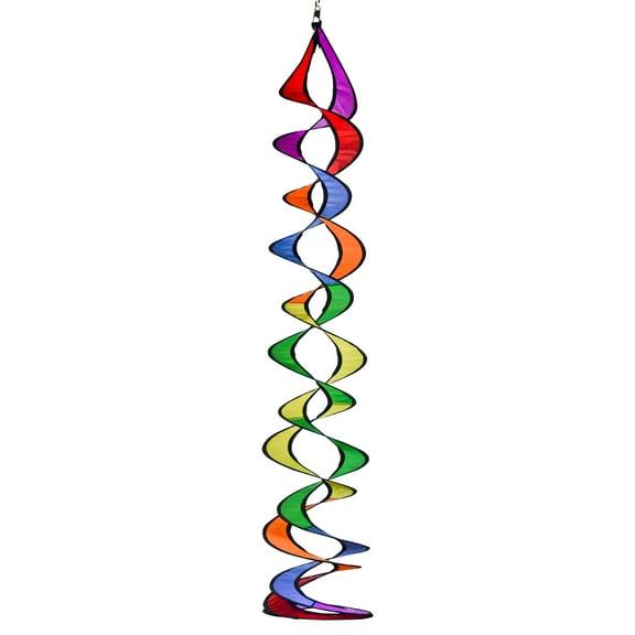 In the Breeze 5045 — 32-inch Rainbow Curlie Duet, Mesmerizing Double Twister Hanging Outdoor Decoration, Medium Curlie Duet, Rainbow